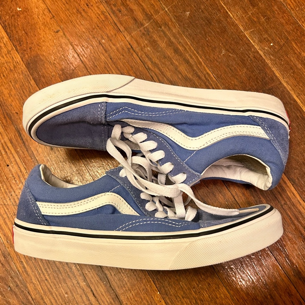 Blue vans leather pop old skool low tops
